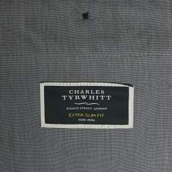 Pre Owned بنطال تشارلز تايرويت غاباردين رمادي غامق بقصة ضيقة للغاية مقاس صغير