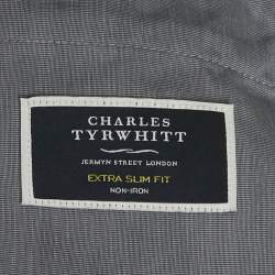 مملوكة مسبقًا بنطال تشارلز تايرويت غاباردين قطني بيج غامق بقصة ضيقة للغاية مقاس صغير