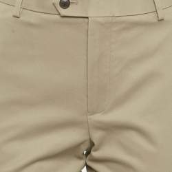مملوكة مسبقًا بنطال تشارلز تايرويت غاباردين قطني بيج غامق بقصة ضيقة للغاية مقاس صغير