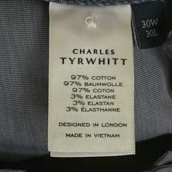 مملوكة مسبقًا بنطال تشارلز تايرويت غاباردين أزرق داكن رسمي مقاس صغير