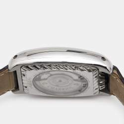 Charriol Silver White Stainless Steel Crocodile Leather Limited Edition Moonphase MD52.791.001 Men's Wristwatch 37 mm