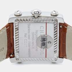 Pre Owned Charriol Silver Stainless Steel Crocodile Leather Actor Ref. CCHXL Men's Wristwatch 39 mm