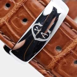 Pre Owned Charriol Silver Stainless Steel Crocodile Leather Actor Ref. CCHXL Men's Wristwatch 39 mm