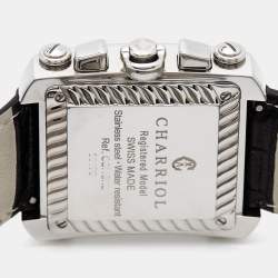 Pre Owned Charriol Silver Stainless Steel Crocodile Leather Actor Ref. CCHCXL Men's Wristwatch 35 mm