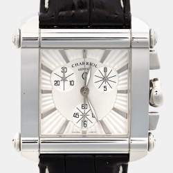 Pre Owned Charriol Silver Stainless Steel Crocodile Leather Actor Ref. CCHCXL Men's Wristwatch 35 mm