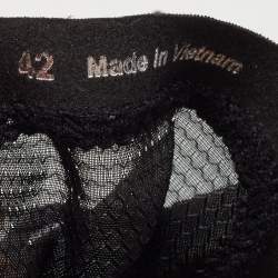 Pre Owned Chloé Nama Size 42 Black Knit Fabric and Suede Lace Up Sneakers