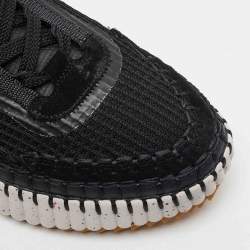 Pre Owned Chloe Nama Size 43 Black Knit Fabric and Suede Lace Up Sneakers
