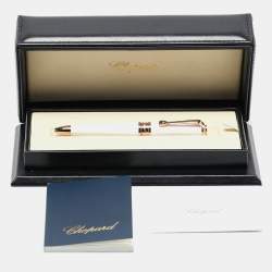 Chopard White Resin Rose Gold Tone Ballpoint Pen