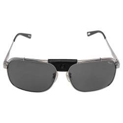 Chopard Silver/Black SCHA02 Polarized Aviator Sunglasses 