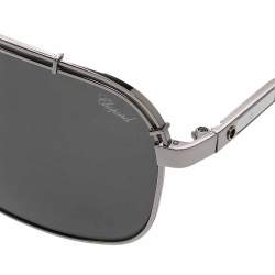 Chopard Silver/Black SCHA02 Polarized Aviator Sunglasses 