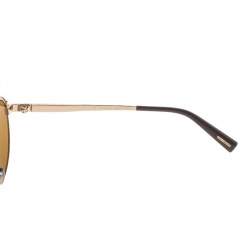 Pre Owned Chopard Gold Tone Titanium /Brown Leather SCHA12 Polarized Aviator Sunglasses