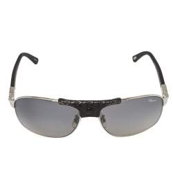 Chopard Black & Silver/Grey SCH907 Polarized Aviator Sunglasses