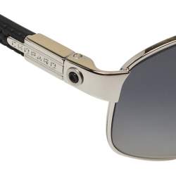 Chopard Black & Silver/Grey SCH907 Polarized Aviator Sunglasses