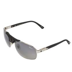 Chopard Black & Silver/Grey SCH907 Polarized Aviator Sunglasses