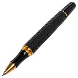 Pre Owned Chopard Racing Black Rubber Yellow Gold Plated Rollerball Pen