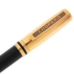 Pre Owned Chopard Black Leather Gold Plated Rollerball Pen