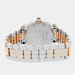 Chopard White 18k Rose Gold Stainless Steel Happy Sport 278488-9001 Quartz Men's Wristwatch 36 mm