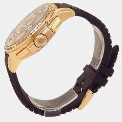 Pre Owned Chopard Mille Miglia 161268-5003 Automatic Silver 18k Rose Gold Men's Wristwatch 44 mm