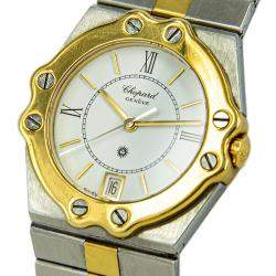 Pre Owned Chopard Silver 18K Yellow Gold And Stainless Steel St Moritz Men's Wristwatch 30 MM