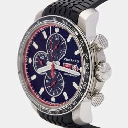 Chopard Black Stainless Steel Rubber Mille Miglia GTS Chronograph 8571 Men's Wristwatch 44 mm