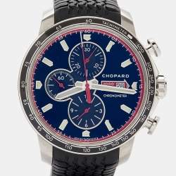 Chopard Black Stainless Steel Rubber Mille Miglia GTS Chronograph 8571 Men's Wristwatch 44 mm