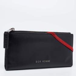 Pre Owned Dior Black Leather Long Wallet