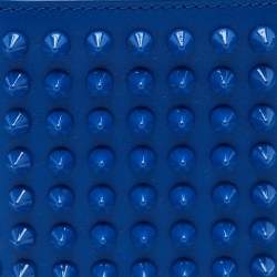 Pre Owned Christian Louboutin Paros Spikes Blue Leather Bifold Wallet