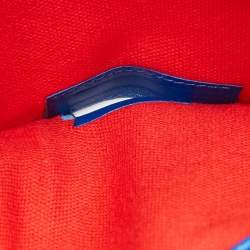 Pre Owned Christian Louboutin Paros Spikes Blue Leather Bifold Wallet