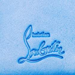 Pre Owned Christian Louboutin Paros Spikes Blue Leather Bifold Wallet