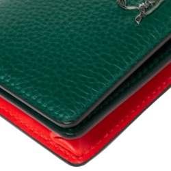 Pre Owned Christian Louboutin Green Leather Loubeka Business Card Case