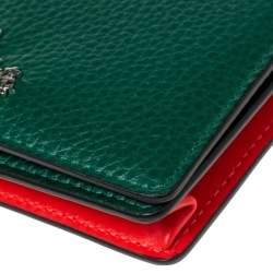 Pre Owned Christian Louboutin Green Leather Loubeka Business Card Case