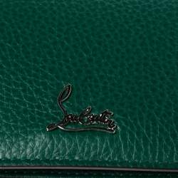 Pre Owned Christian Louboutin Green Leather Loubeka Business Card Case