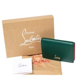 Pre Owned Christian Louboutin Green Leather Loubeka Business Card Case