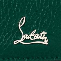 Pre Owned Christian Louboutin Green Leather Loubeka Business Card Case