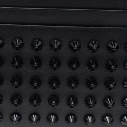 Pre Owned Christian Louboutin Black Leather Kios Spiked Card Holder