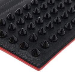 Pre Owned Christian Louboutin Black Leather Kios Spiked Card Holder