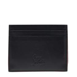 Pre Owned Christian Louboutin Black Leather Kios Spiked Card Holder