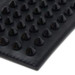 Christian Louboutin Black Leather Kios Spiked Card Holder