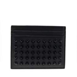 Christian Louboutin Black Leather Kios Spiked Card Holder