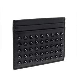 Christian Louboutin Black Leather Kios Spiked Card Holder