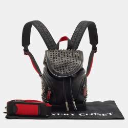 Christian Louboutin Black/Red Leather and Rubber Small Explorafunk Backpack