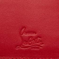 Pre Owned Christian Louboutin Neon Orange Leather Spikes Sifnos Wallet