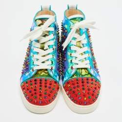 Christian Louboutin Multicolor Suede And Leather Louis Spikes High Top Sneakers Size 41