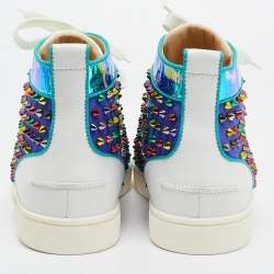 Christian Louboutin Multicolor Suede And Leather Louis Spikes High Top Sneakers Size 41