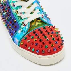 Christian Louboutin Multicolor Suede And Leather Louis Spikes High Top Sneakers Size 41