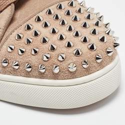 Christian Louboutin Brown Suede Louis Junior Spikes Low Top Sneakers Size 44.5