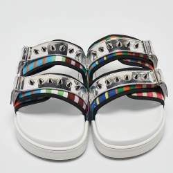 Christian Louboutin Multicolor Canvas and Leather Daddy Pool Sandals Size 44