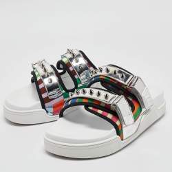 Christian Louboutin Multicolor Canvas and Leather Daddy Pool Sandals Size 44