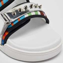 Christian Louboutin Multicolor Canvas and Leather Daddy Pool Sandals Size 44