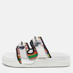 Christian Louboutin Multicolor Canvas and Leather Daddy Pool Sandals Size 44